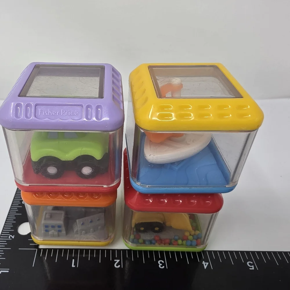Fisher Price Sensory Blocks Plane Helicopter Car Lot of 4